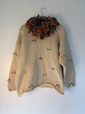 Amano 100 Wool Multi Color Fringe Sweater